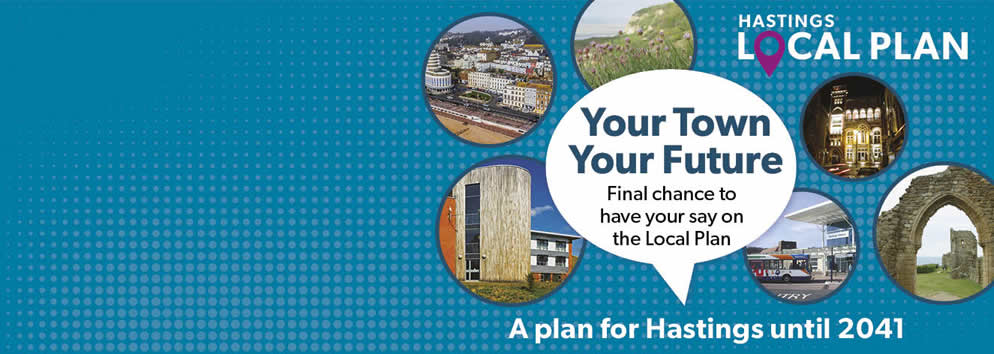 Hastings local plan showing scenes around the town