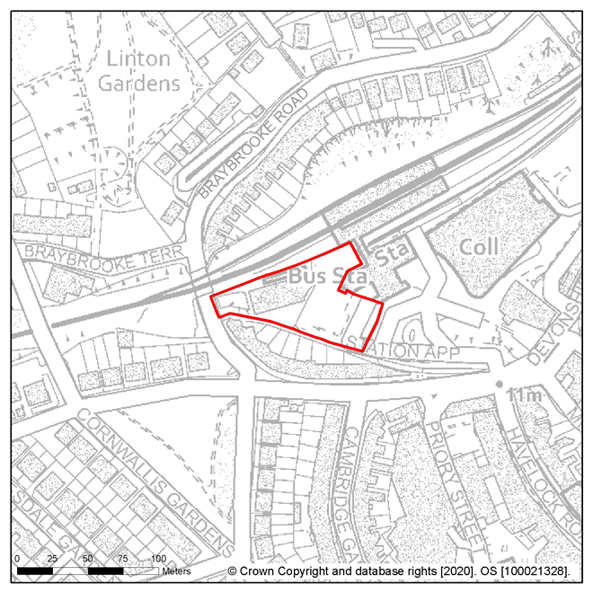 Image shows a map of the site boundary of location TC2