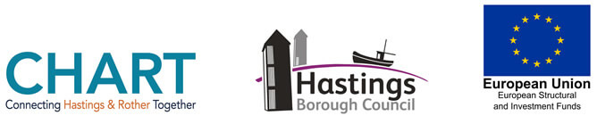 Chart logo, Hastings Borough COuncil logo, European Union logo