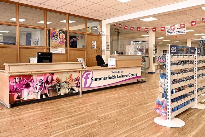 Image shows the reception area at Summerfields Leisure Centre